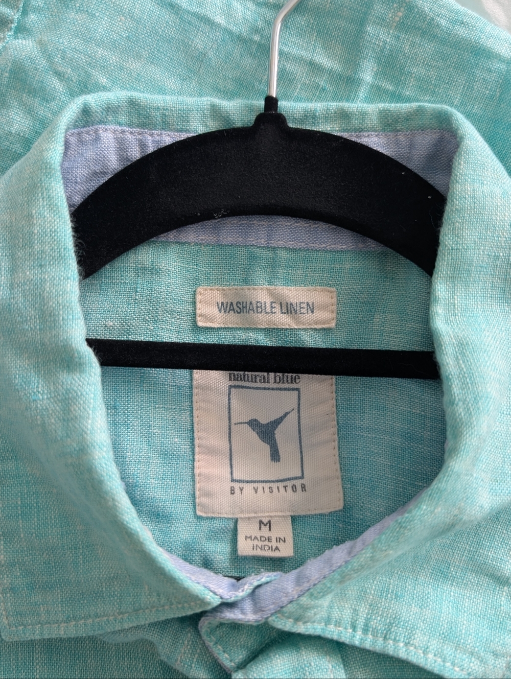 Natural Blue by Visitor Washable Linen Shirt - Sherbet Green/Light Aqua